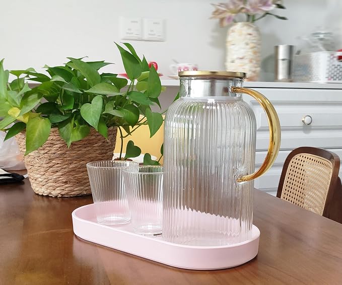 Pink Small Tray (11.8 inch), Oval Tray, Countertop Organizer | for Kitchen Counter, Bathtub Bathroom Vanity Items, Coffee Accessory, Bar, Serving Seasoning, Salt and Pepper, Soap, Perfume.