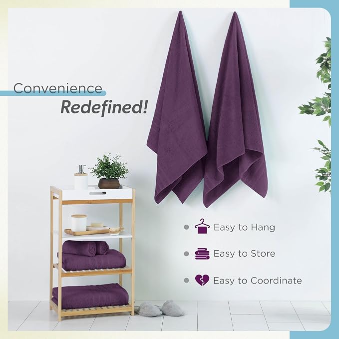 Martex 2-Pack Ultimate Performance Bath Sheet Set, Dark Purple, 33" x 65" | 100% Cotton, Extra Large Bath Towels, Super Absorbent, Low-Linting, Supersoft