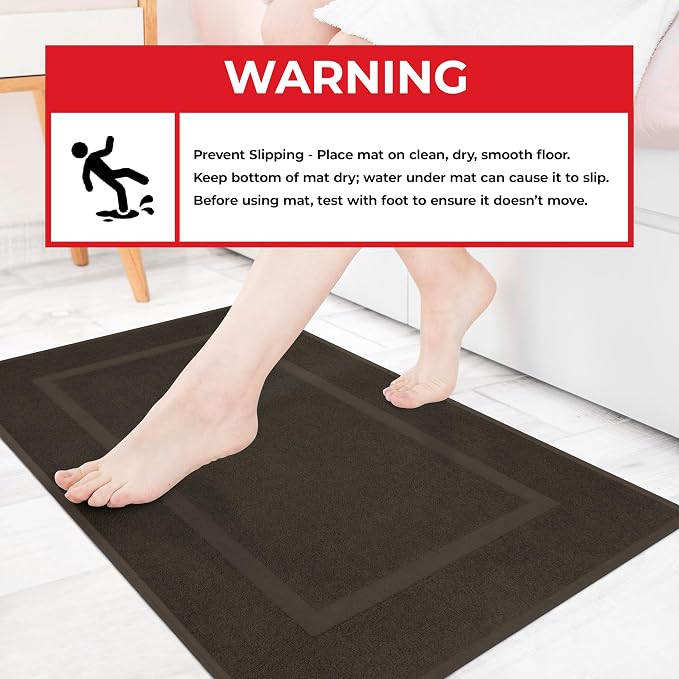 Cotton Paradise 100% Cotton Turkish Bathmat Set, Soft Absorbent Quick Dry, 2 Piece 20x34 Bathmat Floor Set, Chocolate Brown