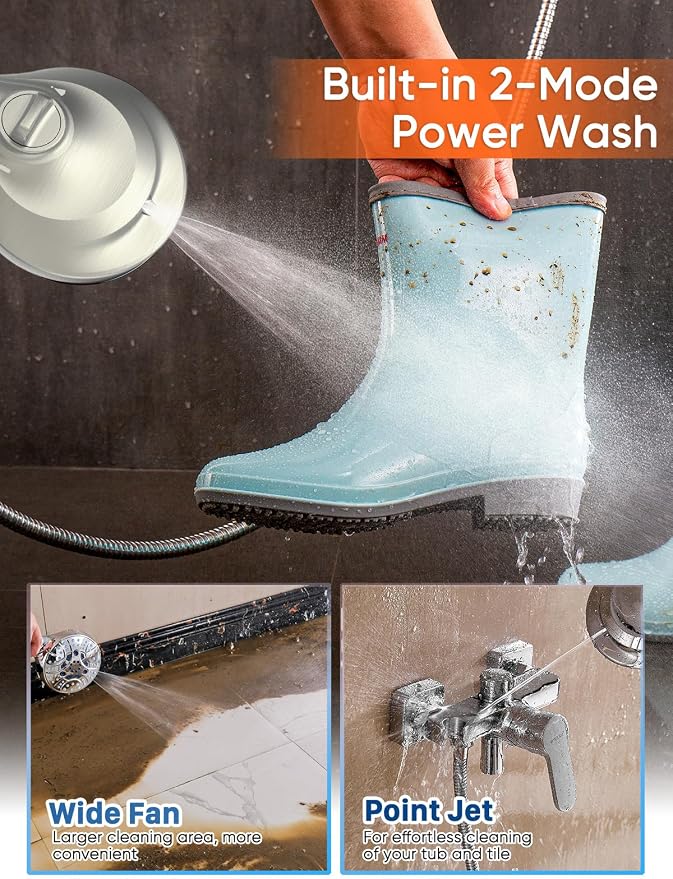 High Pressure Handheld Shower Head with Filter & ON/OFF Switch, Modern Nickel