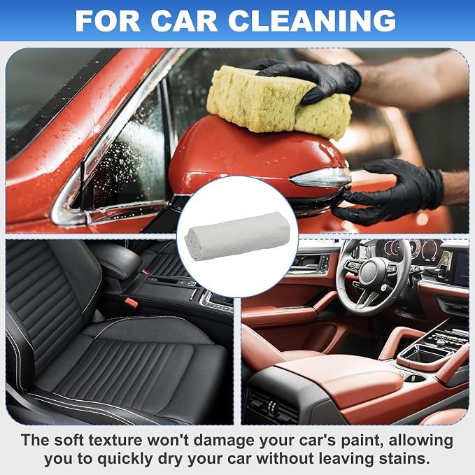 HARFINGTON Car Premium Shammy Cloth 26" x 16.9" PVA Chamois Wash Drying Towel Ultra Absorbent No Scratches in Bags for Cars Motorcycles Mirrors Glass Countertops Phone Laptop, Gray