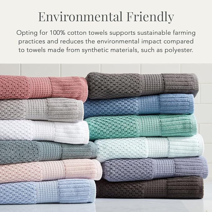 NY Loft 100% Cotton 6-Pack Hand Towel Set | Blue | Oeko-TEX | Quick-Dry | Six 16" x 28" Hand Towels | Super Absorbent | Designer-Styled Texture