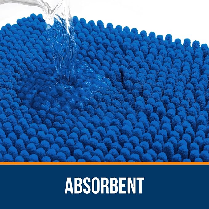 OLANLY Large Bathroom Rugs 59x35, Soft Absorbent Chenille Bath Rugs, Rubber Backing Quick Dry, Machine Washable Bath Mats for Bathroom Floor, Tub and Shower, Home Decor Accessories, Deep Navy Blue