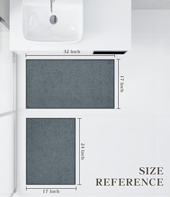 chakme Bathroom Rug Sets 2 Piece, Ultra Thin Quick Dry Bath Mat Set, Absorbent Bath Mat for Bathroom Non Slip Machine Washable, (Light Blue, 2 Piece)