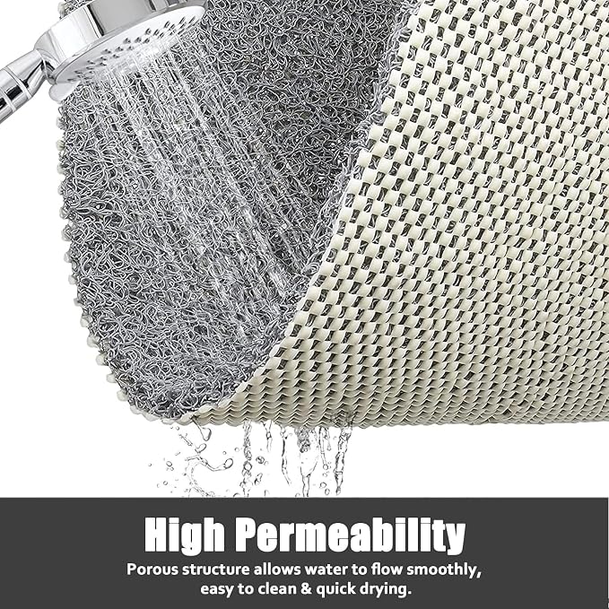 Bathtub Mat Shower Mat Non-Slip - 16x39 Inch Soft Comfort Bath Mat with Drainage Holes, PVC Loofah Massage Bathmat for Shower, Tub, Bathroom, Wet Areas, Quick Drying