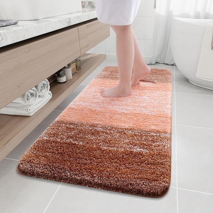 Arotive Microfiber Bathroom Rugs, Shaggy Soft and Absorbent Bath Rug, Thick Plush Machine Washable Dry Bath Mats for Bathroom, Tub and Shower, 59x24, Orange, Rectangular