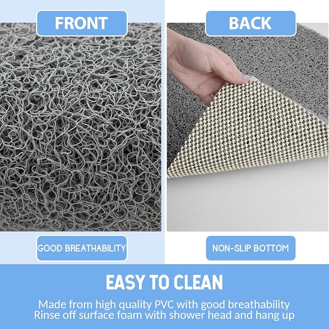Hargiis Non Slip Bathtub Mat, Anti Slip Shower Mat, Fast Drying Bath Tub Mats, Foot Scrubber Mat, Anti Slip Mat for Tub, Floor, Bathroom, Home, Kitchen, Hotel (Grey 24"x16")