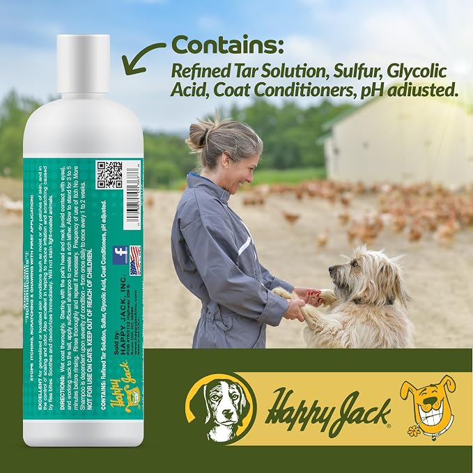 Happy Jack Dog Itch Relief Shampoo & Medicated Treatment, 16 oz | Stops Itching, Scratching & Gnawing Fast, Soothes Flea Bites & Allergies, Skin & Coat Care
