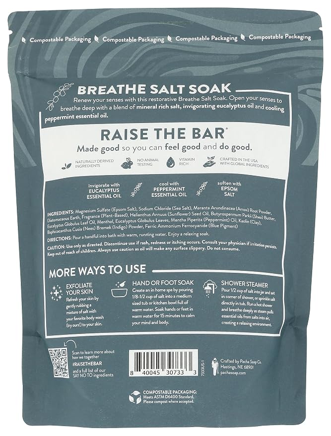 PACHA SOAP Breathe Salt Soak, 32 OZ