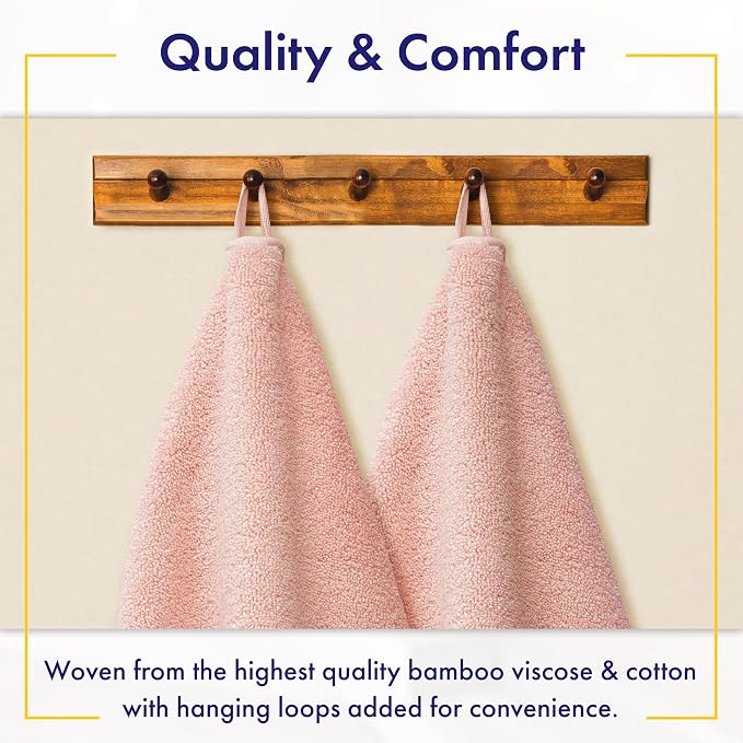 Alusa Home Ultra Soft & Plush Viscose from Bamboo Bath Towels - 700 GSM Luxury Bath Towels - 6 Piece Set - Super Absorbent & Quick Drying (Blush Pink)
