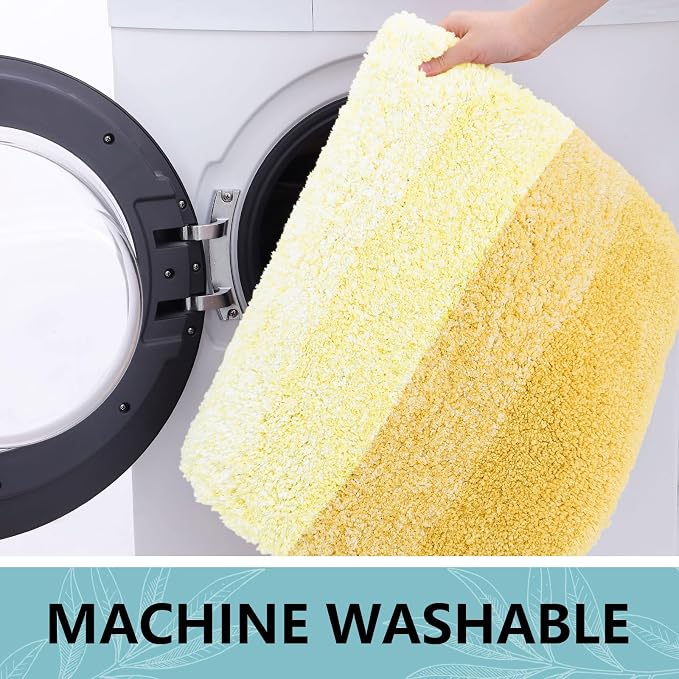 Arotive Microfiber Bathroom Rugs, Shaggy Soft and Absorbent Bath Rug, Thick Plush Machine Washable Dry Bath Mats for Bathroom, Tub and Shower, 70x24, Light Yellow, Rectangular
