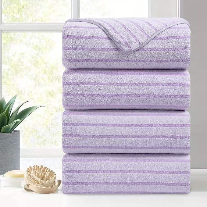 Mistyrose Bath Towels,4 Pack Purple 35"x70" Large Bath Towels Microfiber Absorbent XL Bath Sheets Super Soft Towels for Bathroom Quick Dry Oversized Shower Towels for Family Hotel Spa Gym