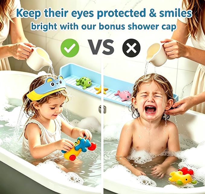 Bathtub Splash Guard for Kids, 2-in-1 Bath Toy Organizer Tub Shelf