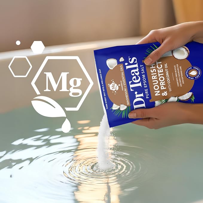 Dr Teal's Epsom Salt Magnesium Soak, Nourish & Protect with Coconut Oil, 3 lbs