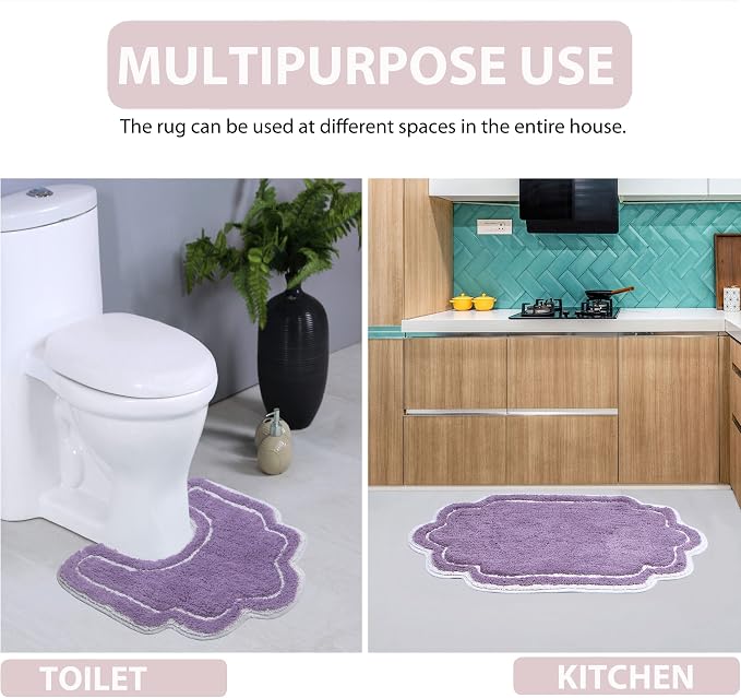 Home Weavers Allure Collection Toilet Lid Seat Cover, Elastic Edges, 100% Cotton Soft Universal Fit for Standard Oblong Round Elongated Bath Room Bowl Lids, Washable, 18"x18" Toilet Lid Cover, Purple