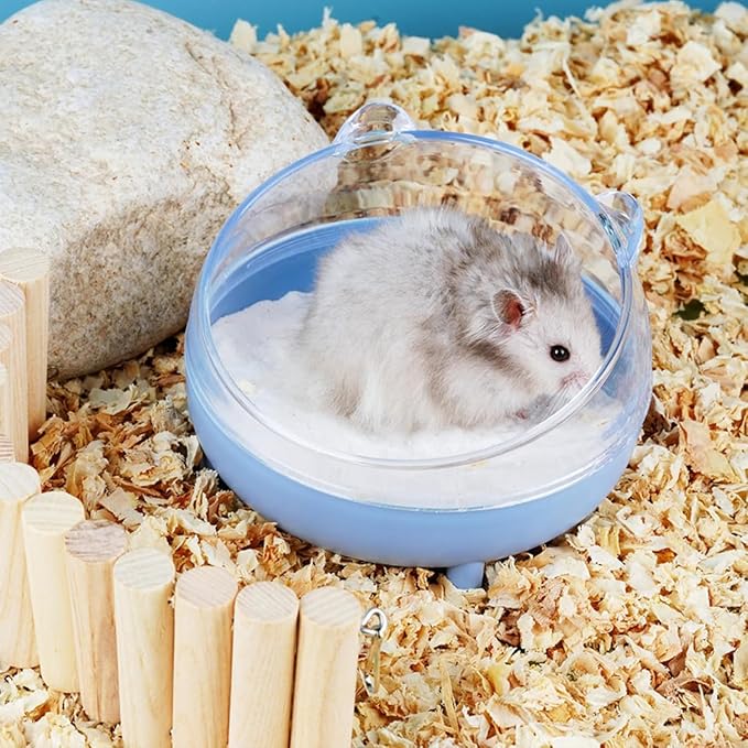 Meow&Woof Hamster Sand Bath Container, Large Sandbox Toilet Gerbil Batheoom, Tiny Chinchilla Dust Bathtub Sand Bath Box for Hamster Cage Accessories 5.2 Inch-Pink