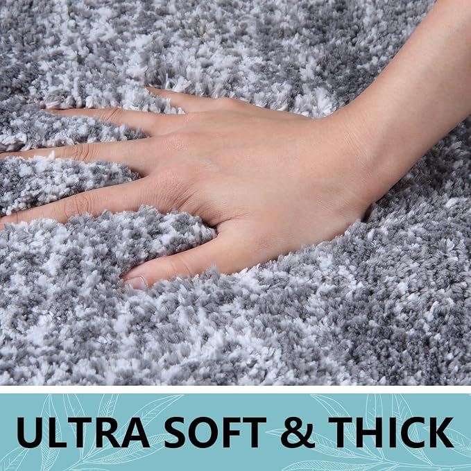 Arotive Microfiber Bathroom Rugs, Shaggy Soft and Absorbent Bath Rug, Thick Plush Machine Washable Dry Bath Mats for Bathroom, Tub and Shower, 30x17, Grey, Rectangular