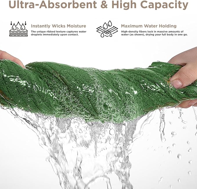 Oversized Bath Towels 8 Piece Towel Set, 2 Extra Large Bath Sheets, 2 Hand, 4 Washcloths, Luxury Soft Super Absorbent Thick Shower Towels for Bathroom, Spa & Hotel, Quick Dry, Sage Green