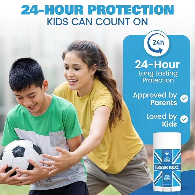 Fresh Kidz Hair & Body Wash 16.9 fl.oz. and Stick Deodorant 2.65 oz for Kids and Teens - Boys Blue Set