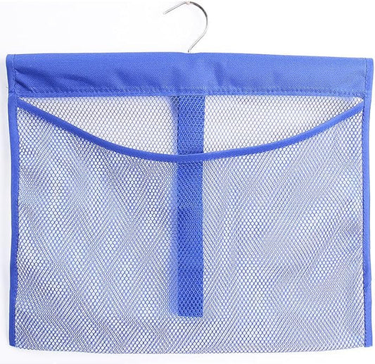 ALYER Hanging Mesh Shower Pockets for 34oz/1000ml Shampoo and Conditioner,Colorful Bath Toy organizer,Hanging Tandem Type Closet Accessories Storage Bag,Blue