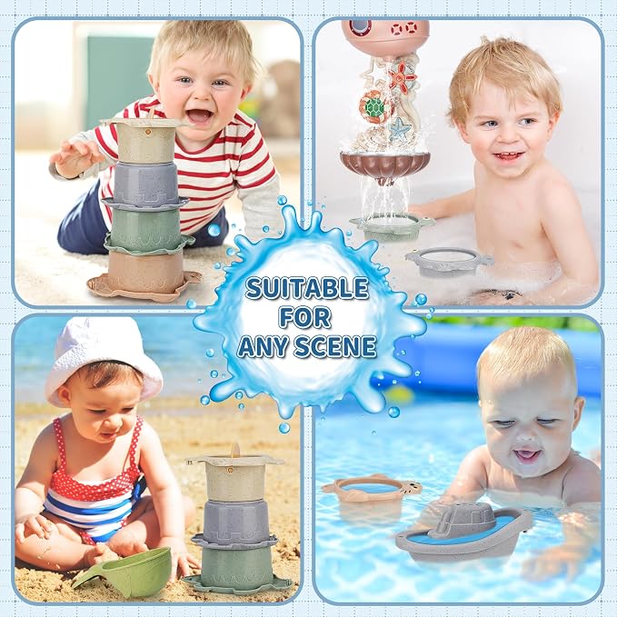 Bath Toys for Kids Ages 1-3 & Toddlers 2-4 - Infant/Baby Set for 6-12M - Bathtub Toys Set for Boys/Girls - Birthday