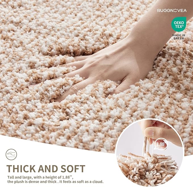 Bathroom Rugs Non Slip Washable 59x24, Ultra Soft Thick Shaggy Absorbent Bath Mats,High Density Foam Latex Non Slip Backing Bath Rugs,Microfiber Bath Mats for Bathroom Floor&Sink,White Beige