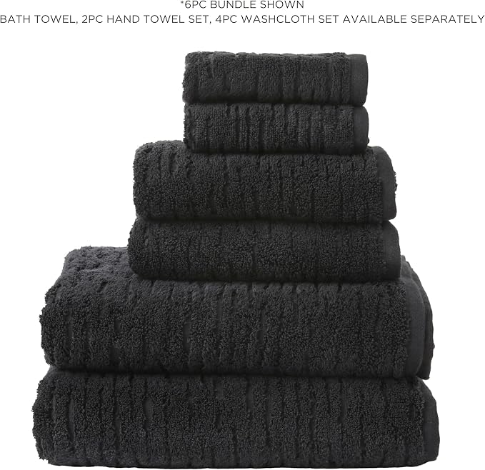 SKL Home CloudSoft 100% Cotton Luxury 4-Piece Washcloth Set, 520 GSM, Ultra Plush & Absorbent, Slate