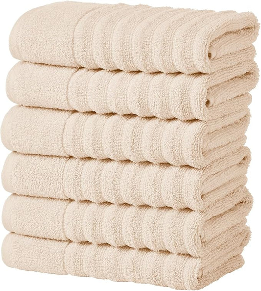 Great Bay Home 6 Pack Hand Towel Set - 100% Cotton Towels - Absorbent & Quick-Dry Towels for Bathroom (Pink Sand)