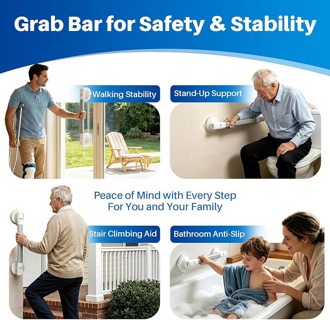 Shower Grab Bars for Wall 2 Pack 15.7 Inch, Bathroom Grab Bar, Anti-Slip Grab Bars for Bathtubs and Showers, Handicap Shower Grab Bar for Seniors Elderly, Safety Shower Handles for Bathroom