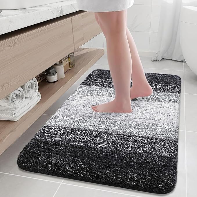 Arotive Microfiber Bathroom Rugs, Shaggy Soft and Absorbent Bath Rug, Thick Plush Machine Washable Dry Bath Mats for Bathroom, Tub and Shower, 36x24, Black, Rectangular