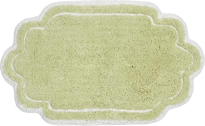 Home Weavers Allure Collection 100% Cotton Tufted Bathroom Rug, Soft and Absorbent Bath Rugs, Non-Slip Bath Carpet, Machine Wash Dry Bath Mats for Bathroom Floor, 21"x34" Bath Rug, Green