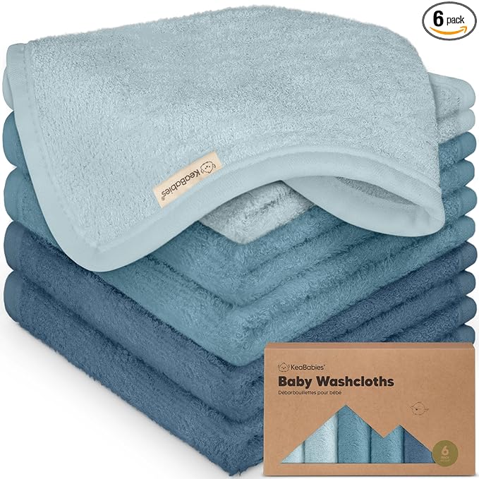 6-Pack Baby Washcloths, Soft Absorbent Washcloths for Face, Body (Depths) | Viscose from Bamboo Washcloths, Baby Towels, Newborn, Kids, Toddlers, Infant, Gentle on Sensitive Skin, 10x10, Reusable