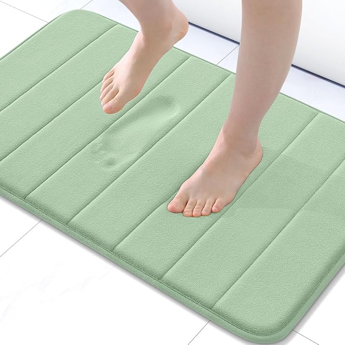 Buganda Memory Foam Bath Mat, 30" x 20", Ultra Soft Bathroom Rugs, Water Absorbent and Machine Washable Bath Rug for Bathroom, Shower, and Tub, Sage Green