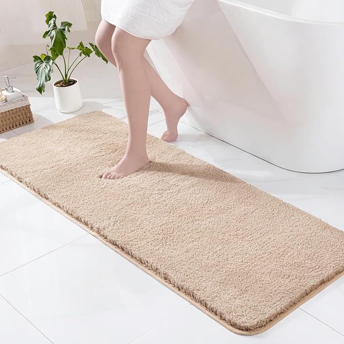 Exclusivo Mezcla Bathroom Rugs Mat 24x70, Extra Soft Non Slip Absorbent Microfiber Bath Rugs, Machine Washable Quick Dry Bath Mats for Bathroom Floor, Shower, Home Decor, Solid Camel