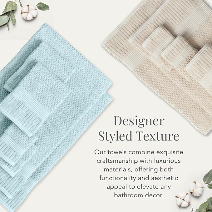 NY Loft 100% Cotton 2 Pack Bath Sheet Towel Set | Super Soft & Absorbent Quick-Dry Oversize Bath Towels |Textured and Durable Cotton | Seafoam