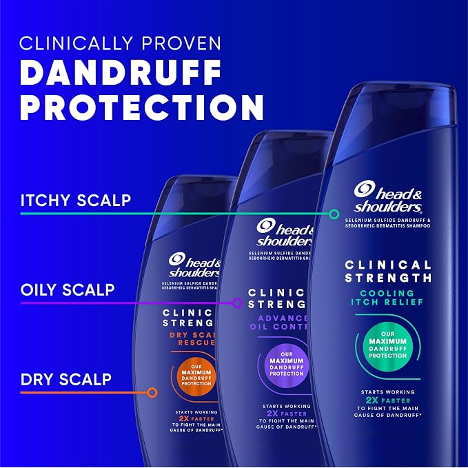 Head & Shoulders Anti-Dandruff Shampoo, Clinical Strength Dry Scalp Rescue, 1% Selenium Sulfide, Seborrheic Dermatitis Relief, Dry Scalp, 13.5 fl oz + Conditioner, 9.1oz