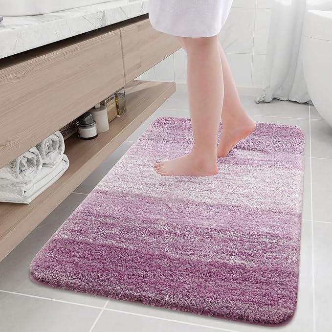 Arotive Microfiber Bathroom Rugs, Shaggy Soft and Absorbent Bath Rug, Thick Plush Machine Washable Dry Bath Mats for Bathroom, Tub and Shower, 36x24, Purple, Rectangular