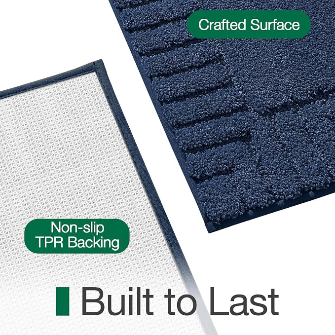 LUMI Bathroom Rugs Non Slip with Rubber Backing, Extra Soft Plush Microfiber Bath Rug Absorbent, Machine Washable Bath Mat Quick Dry for Tub, Shower, Hotel, Blue, 24"x43"
