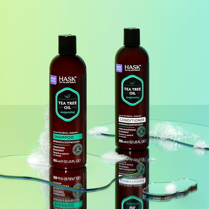 HASK Tea Tree Oil & Rosemary Invigorating Shampoo + Conditioner Set | Refreshes Scalp, Sulfate-Free, Paraben-Free, Gluten-Free, Color Safe | 12oz each