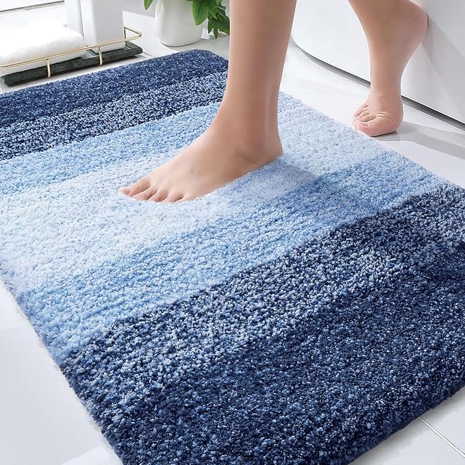 OLANLY Bathroom Rugs Mat 30x20, Extra Soft Absorbent Microfiber Bath Rugs, Rubber Backing, Quick Dry, Machine Washable Bath Mats for Bathroom Floor, Tub and Shower, Home Decor Accessories, Navy