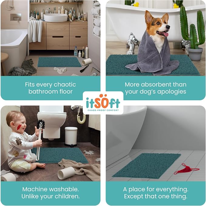 Runner Chenille Bath Mats 71"x21", Plush Absorbent Quick Dry, Soft & Machine Washable, Non Slip Carpet for Bathroom, Thick Bathroom Rugs, Shower Restroom Rug Mat, Alfombras De Bano, Bathrugs