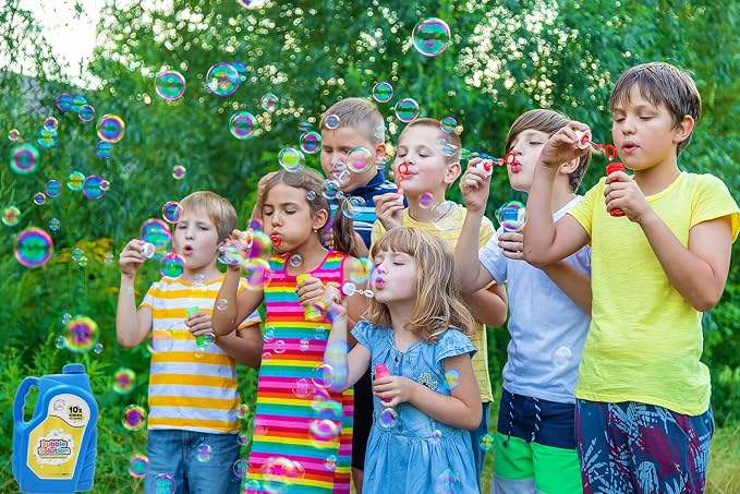 The Dreidel Company Ready Bubble Solution Refill for Bubbles Toys, Up to 2.5 Gallon, Non-Toxic Large 32oz Ready Liquid for Bubble Machine, Guns, Wands, Lawn Mower Toy (24-Pack)