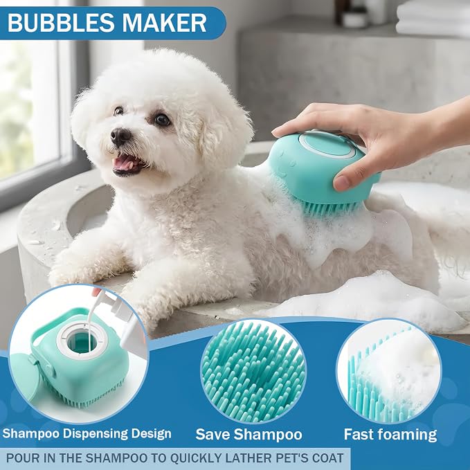 12PCS Dog Bath Kit & Dog Brush Kit for Dogs & Cats - Professional Pet Grooming Tools Set with Shedding Brush, Bath Scrubber, Dematting Comb & Storage Bag - Complete Dog Washing Essentials, Blue