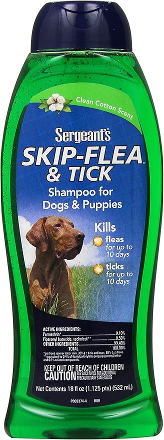 Sergeant's Skip-Flea and Tick Shampoo for Dogs, Clean Cotton, 18 oz