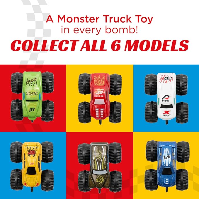 Monster Truck Bath Bomb for Kids with Surprise Monster Truck Toys Inside (1 Pack) – Large 9 Oz Bath Bombs for Boys – Orange Scent, Skin-Safe, USA Made - Children Gift with Car Bath Toys by Two Sisters