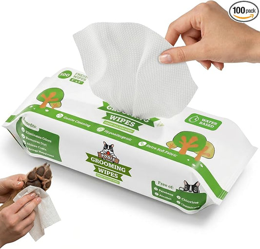 Pogi’s Dog Grooming Wipes – Hypoallergenic Pet Wipes for Paws, Body & Butt – Cleaning & Hydrating, Green Tea Scent, 100 Count