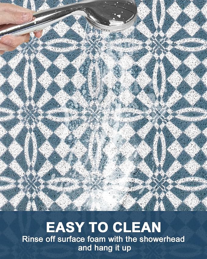 Shower Mat Non Slip - Quick Drying Anti Slip Shower Mats for Inside Shower, Soft PVC Loofah Foot Scrubber Mat, Extra Large Bath Mat for Shower, Tub, Bathroom, Floor, Kitchen, Home, Pool, Hotel