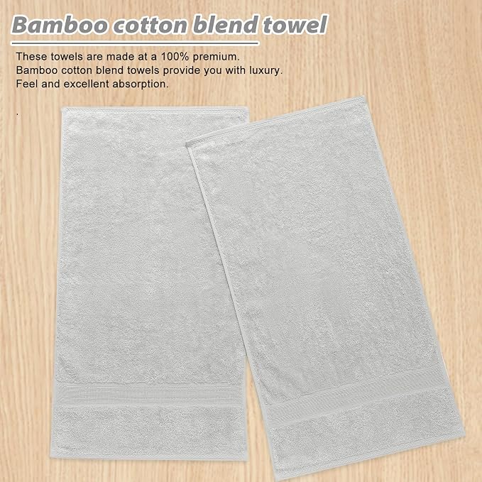 Aibaser Hand Towels-16x30inch - Lightweight and Highly Absorbent Hand Towels for Bathroom, Travel, Gym, Shower and Spa (Light Grey)