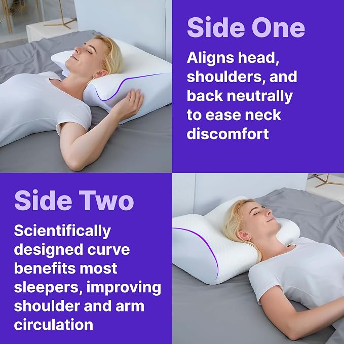 MAAS & BATH Ergo Z Pillow - 2-in-1 Ergonomic Pillow Made for Any Sleep Position, Breathable 100% Memory Foam, Inner Cover, Lightweight, Non-Toxic, Odorless Sleep-Friendly Support
