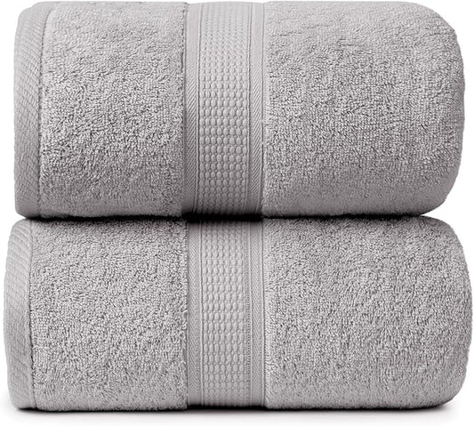 Ariv Premium Jumbo Bath Towels Pack of 2, Beach Towel, Extra-Large Bath Sheets, 100% Cotton, Super Soft, Highly Absorbent, Quick Dry, Durable, Great Value, Perfect for Home & Bathroom - Platinum